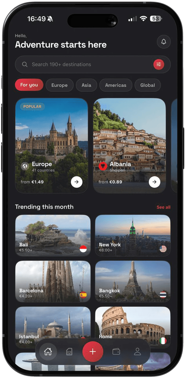 HelloSIM app on a phone