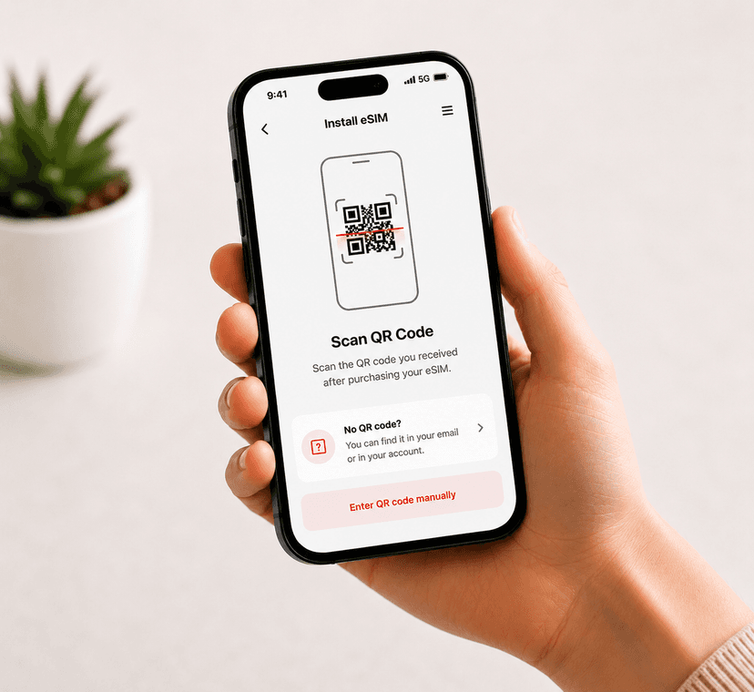 Scan the eSIM QR code to install